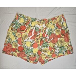 St Johns Bay Womens 3X 5" Linen Blend Shorts Drawstring Pockets Fruity Summer